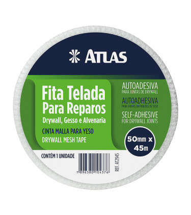 Atlas Fita Tela para Reparos Drywall, Gesso e Alvenaria